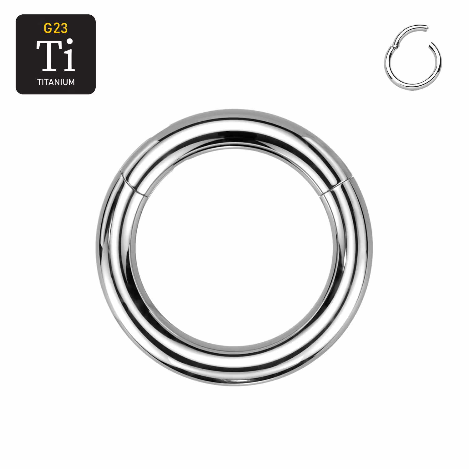 Handpolerad titanium clicker ring med gångjärn 5mm