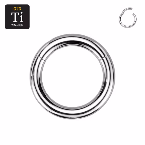 Handpolerad titanium clicker ring med gångjärn 5mm