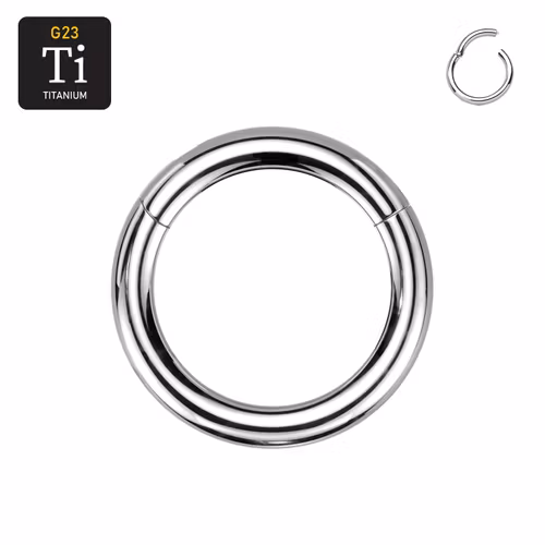 Handpolerad titanium clicker ring med gångjärn 4mm