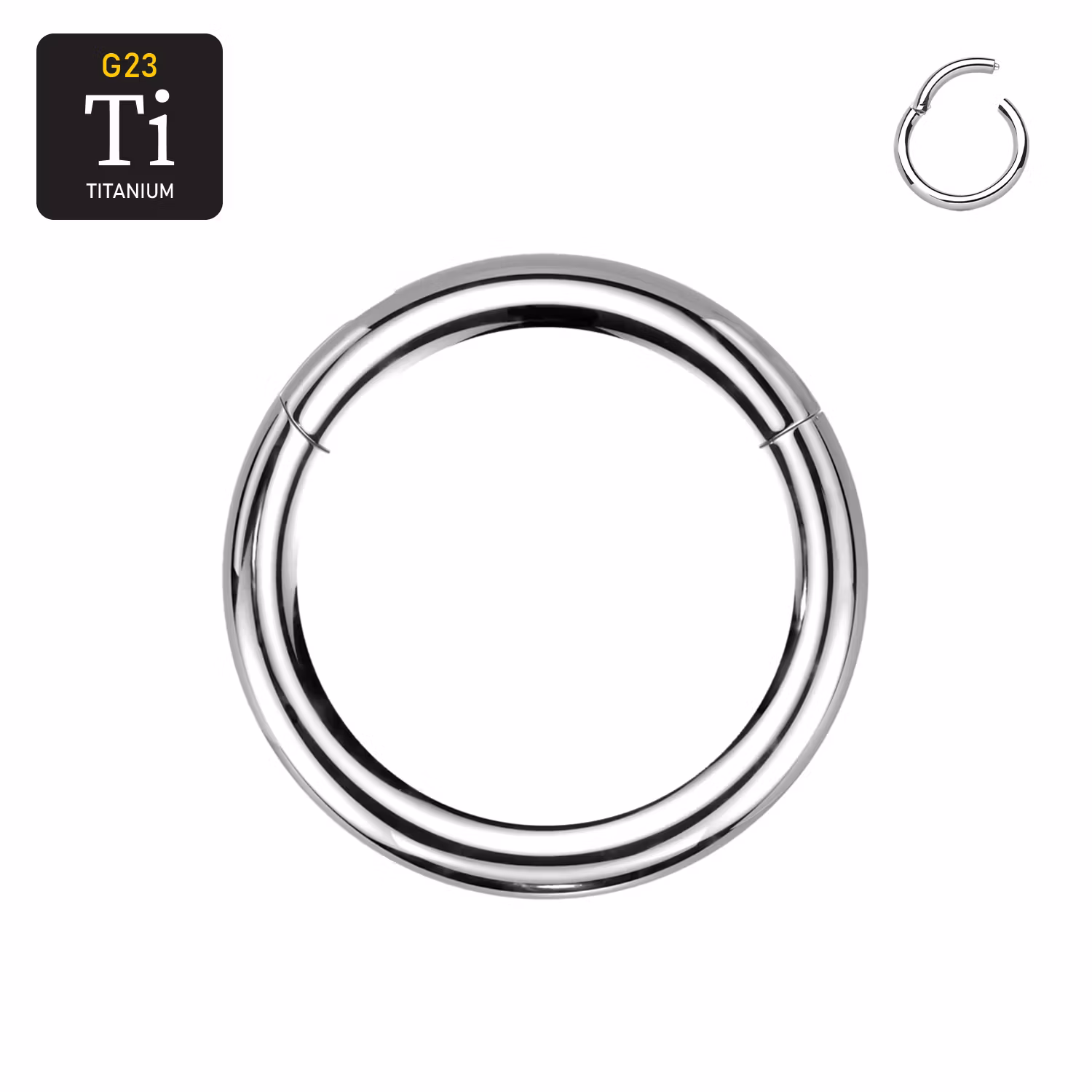 Handpolerad titanium clicker ring med gångjärn 3mm