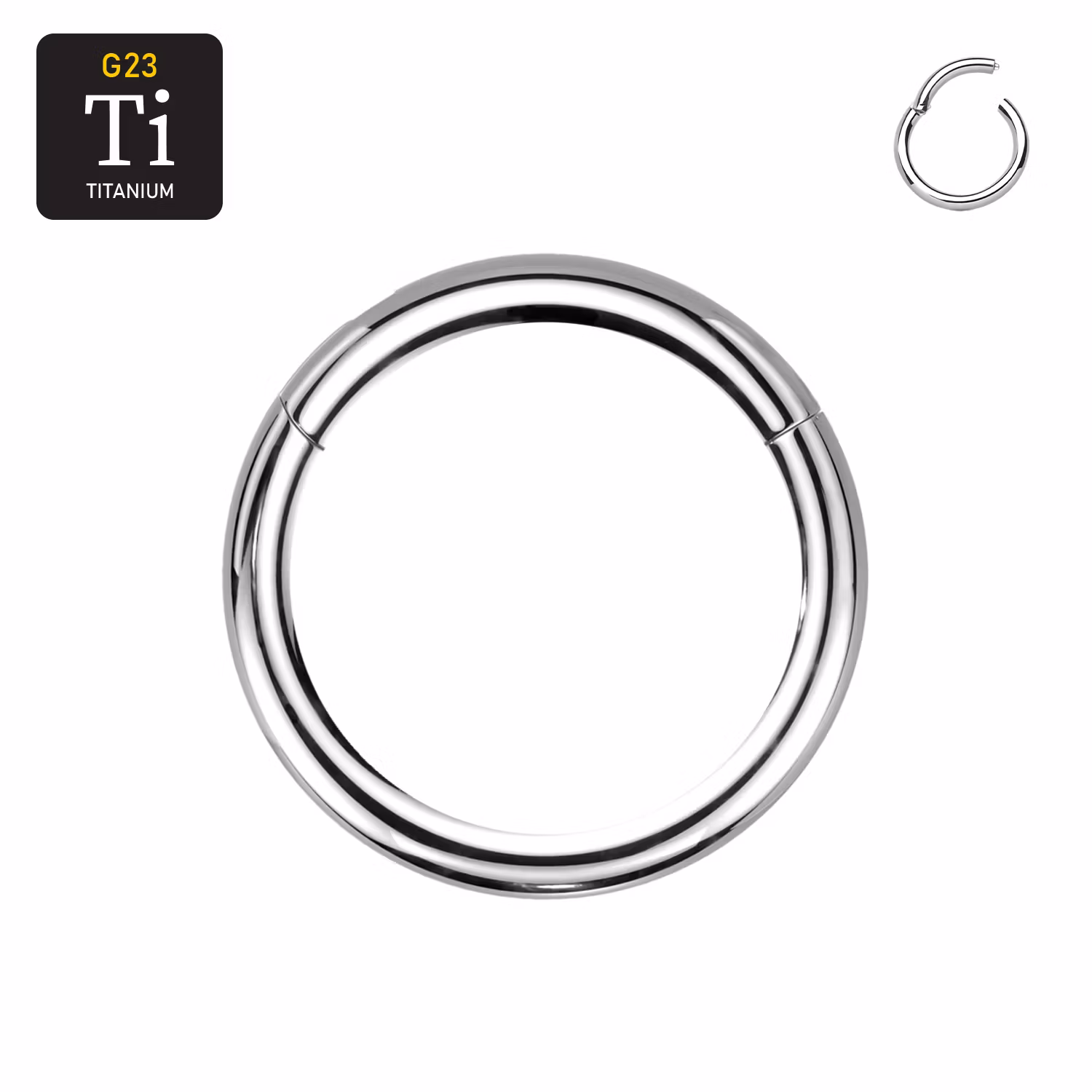 Handpolerad titanium clicker ring med gångjärn 2.5mm