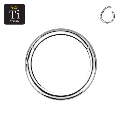Handpolerad titanium clicker ring med gångjärn 2mm