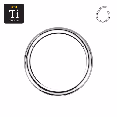 Handpolerad titanium clicker ring med gångjärn 2mm