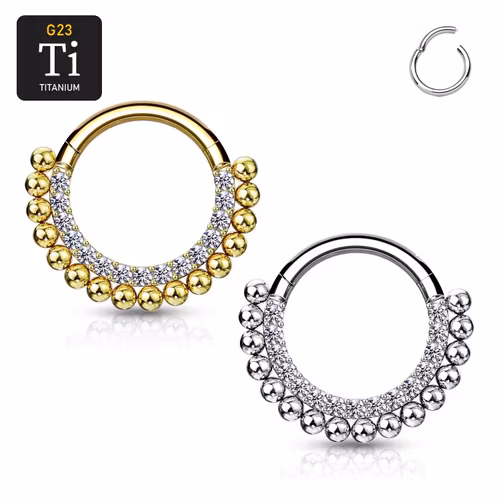 Segmentring i titanium med gångjärn 1.2mm med cubic zirconia och kulor
