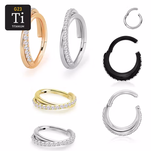 Segmentring i titanium 1.2mm med gångjärn och korsad front med CZ