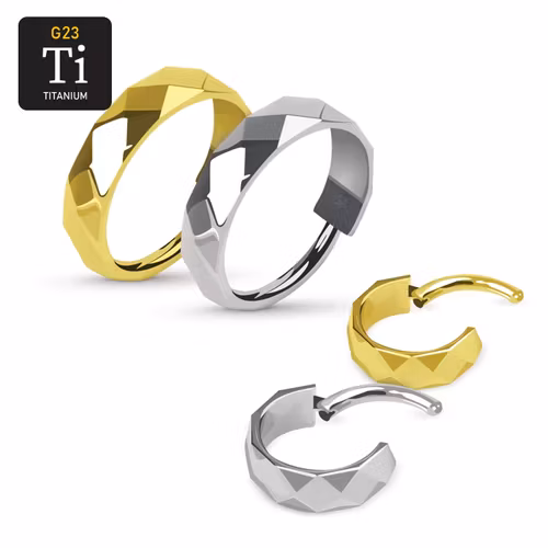 Titanium ring med gångjärn 1.2mm med diamantslipad bred kant