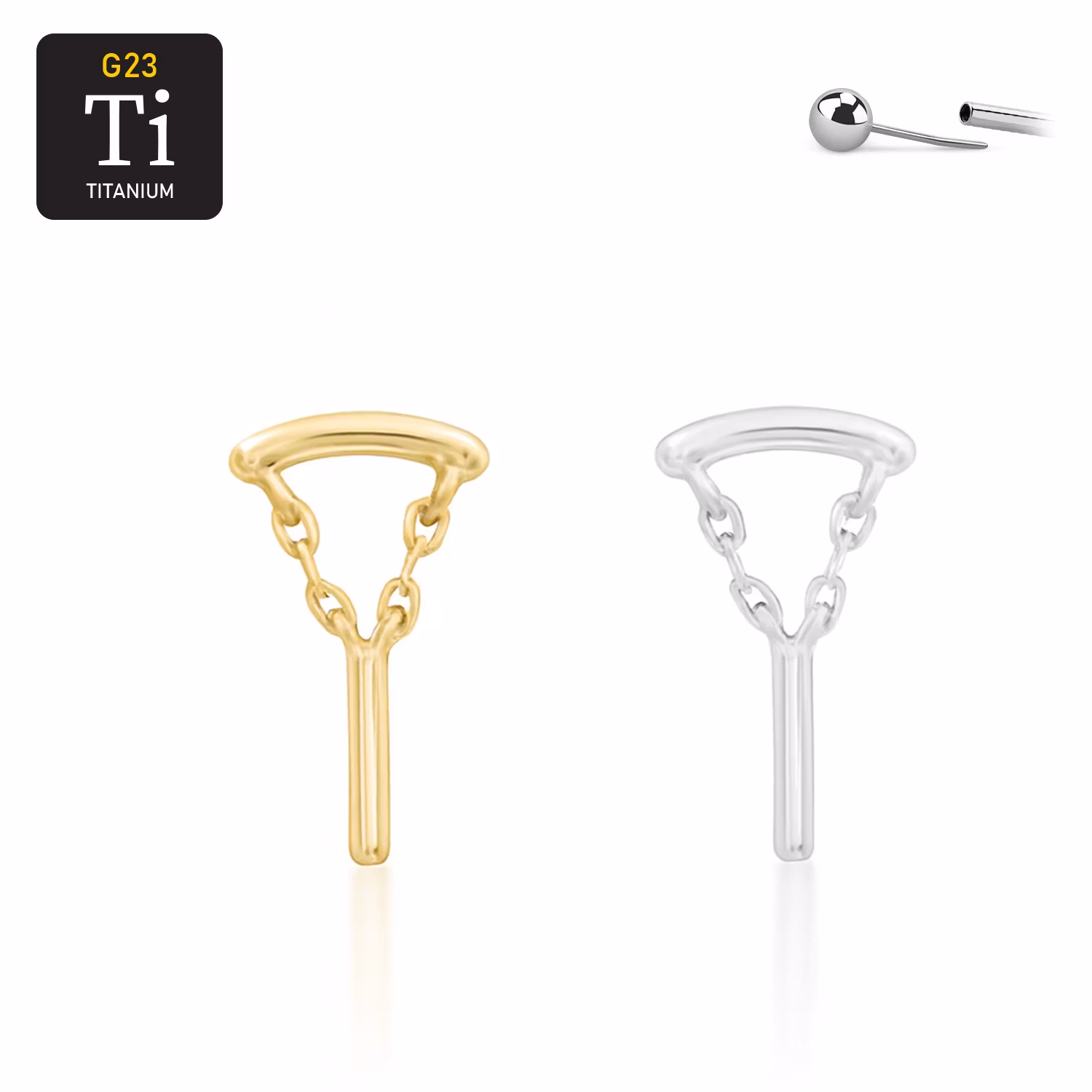 Threadless topp i titanium - hidden helix med cylinder i hänge
