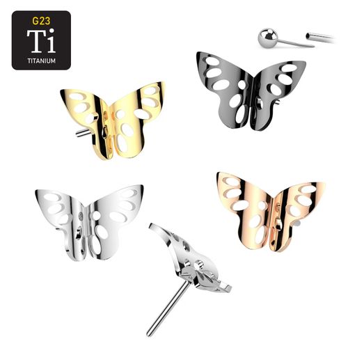 Threadless topp i titanium - Fjäril