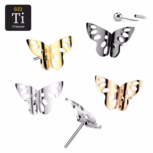 Threadless topp i titanium - Fjäril