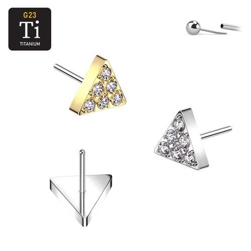 Threadless topp i titanium - Trekantig topp med 6st CZ