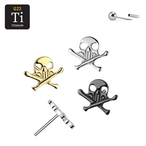 Threadless topp i titanium - Dödskalle med ben