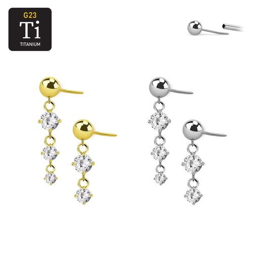 Threadless topp i titanium med 3mm kula och cubic zirconia i hänge