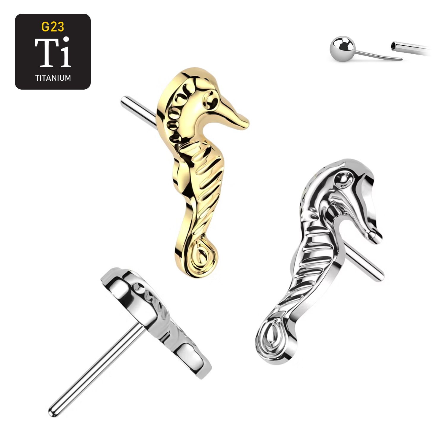 Threadless topp i titanium - Sjöhäst