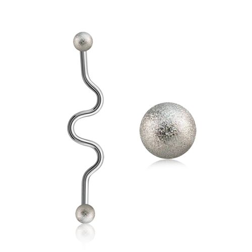 Zig-Zag Industrial Barbell 1.6mm med frostade 4mm kulor
