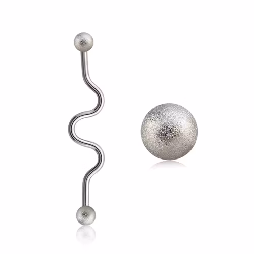 Zig-Zag Industrial Barbell 1.6mm med frostade 4mm kulor