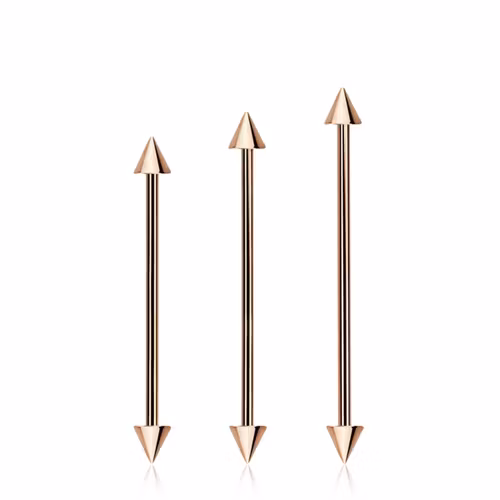 Industrial Barbell Roséguld 1.6mm med 5mm kona