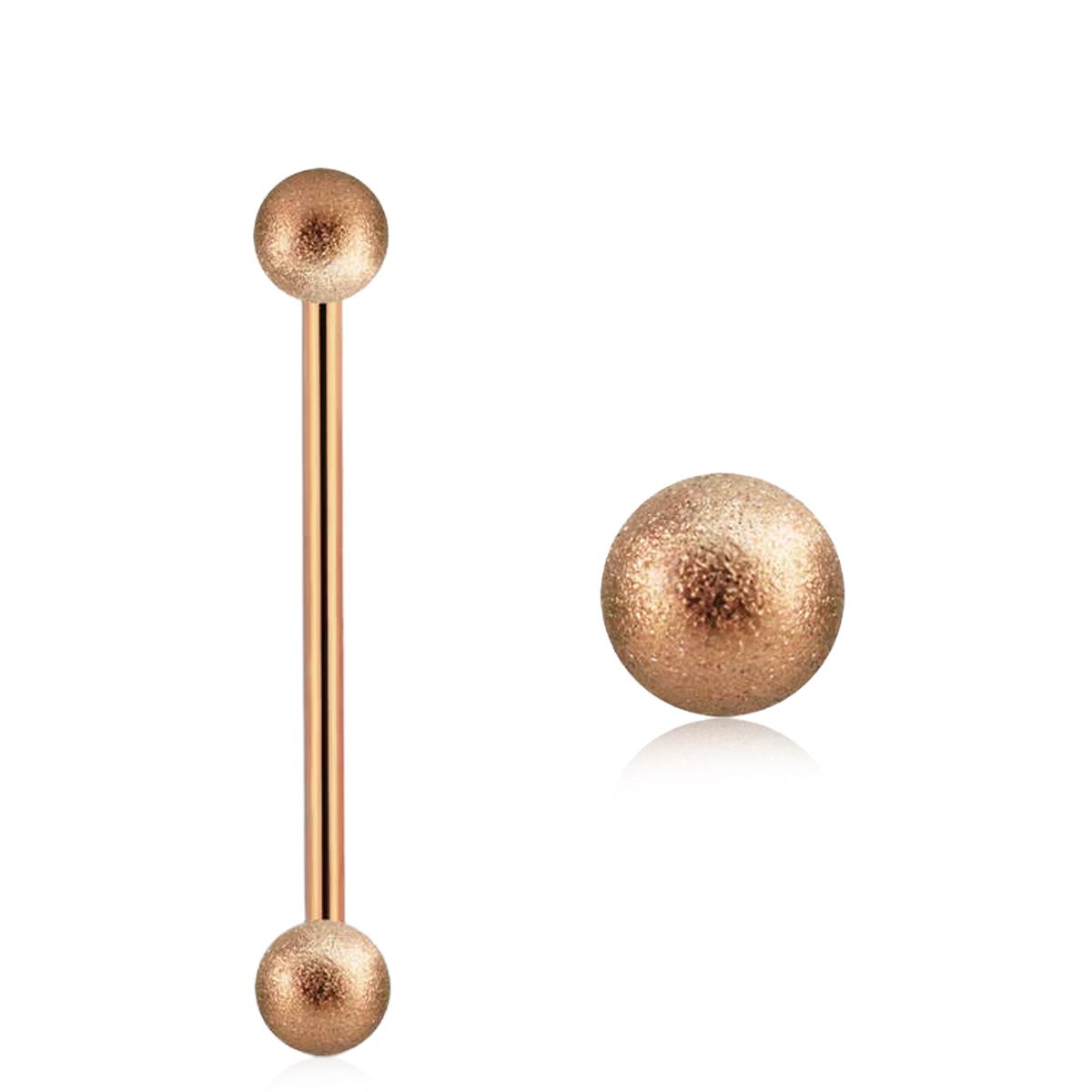 Industrial Barbell 1.6mm roséguld med frostade 5mm kulor