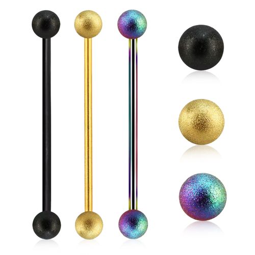 Eloxerad Industrial Barbell 1.6mm med frostade 5mm kulor
