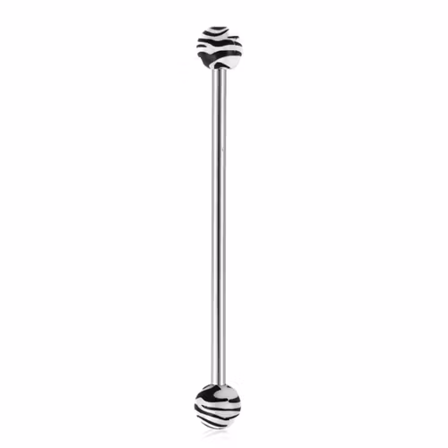 Industrial Barbell 1.6mm med 5mm zebrakulor