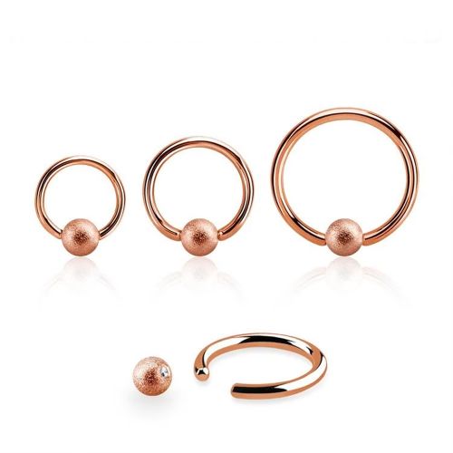 PVD-Pläterad BCR 1.6mm med 5mm frostad kula roséguld