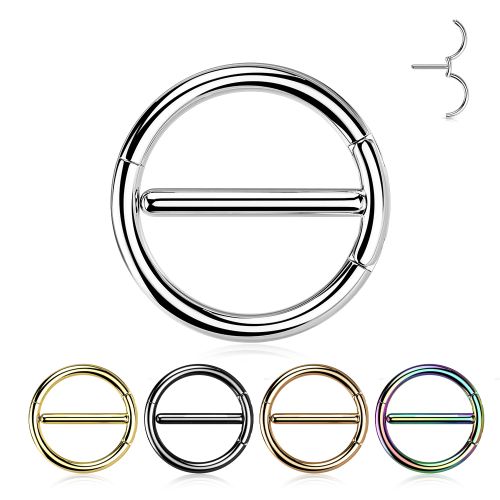 Bröstsmycke / Ring med barbell och dubbla gångjärn
