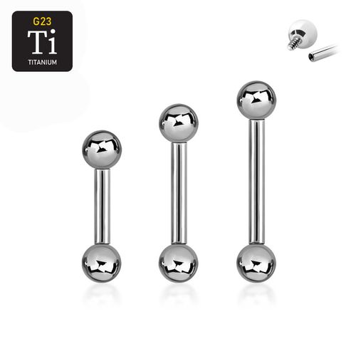 Titanium barbell invändigt gängad 1.2mm med 4mm kulor