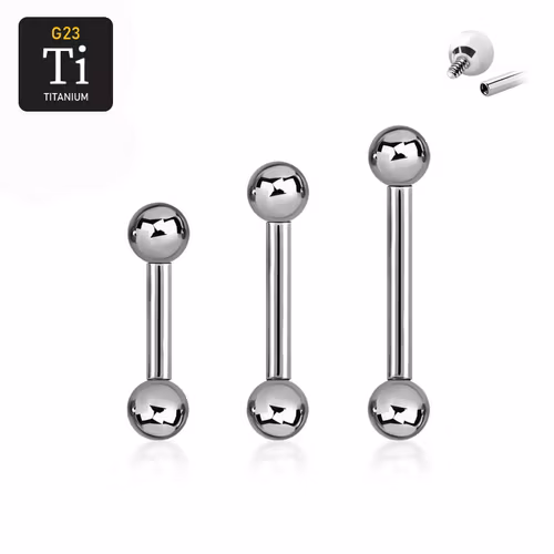Titanium barbell invändigt gängad 1.2mm med 4mm kulor