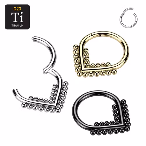 Segmentring i titanium 1.2mm med gångjärn och dubbla linjer med bollar