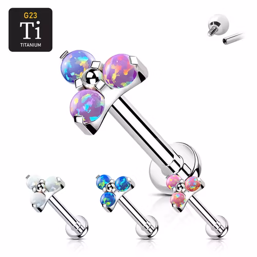 Labret i titanium 1.2mm - Treenighet med opal