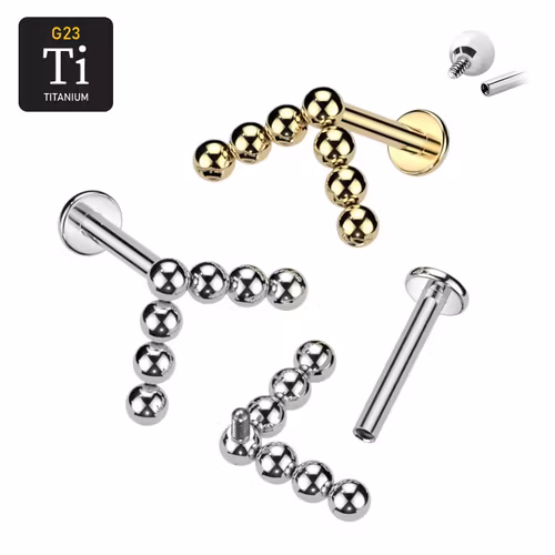 Labret i titanium 1.2mm - V-formad bollkluster