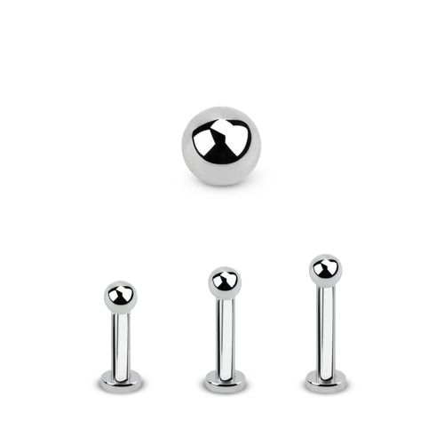 Tragus labret 1.2mm med extra liten platta och 2.5mm kula