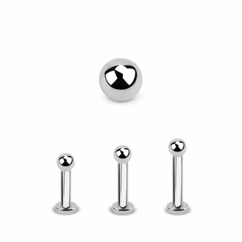Tragus labret 1.2mm med extra liten platta och 2.5mm kula