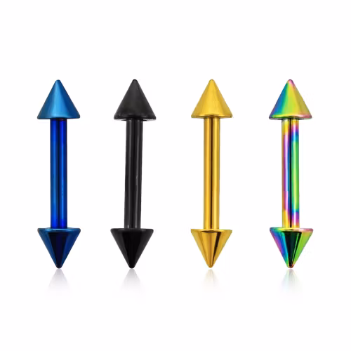 Barbell i PVD-pläterad kirurgiskt stål 1.2mm med 3mm kon