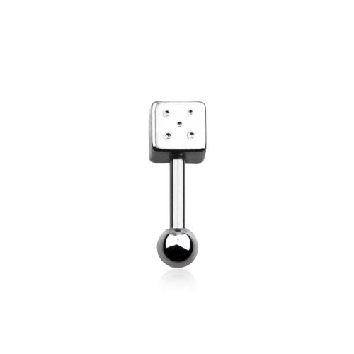 Tragus Barbell 1.2mm med 3mm kula och 4mm tärning
