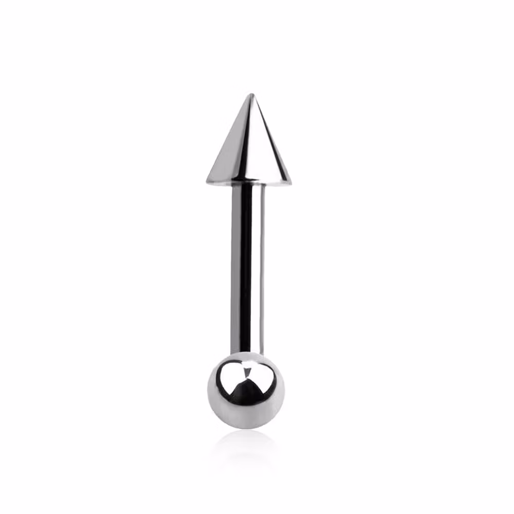 Tragus Barbell 1.2mm med 3mm kula och 4mm kon