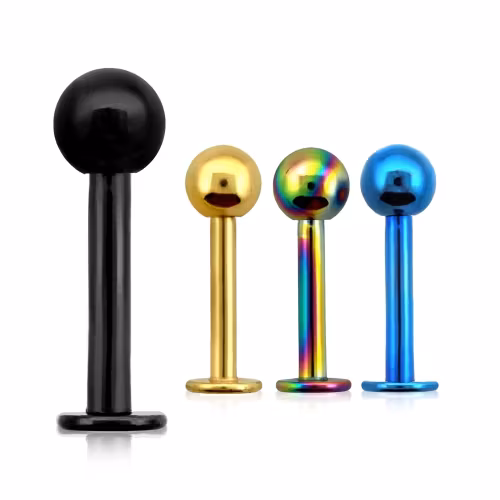 Labret i PVD-Pläterad kirurgiskt stål 1.6mm med 4mm kula