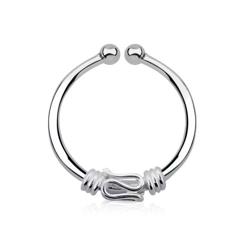 Fake septum i 925 silver - balinesisk tråd och flätad design
