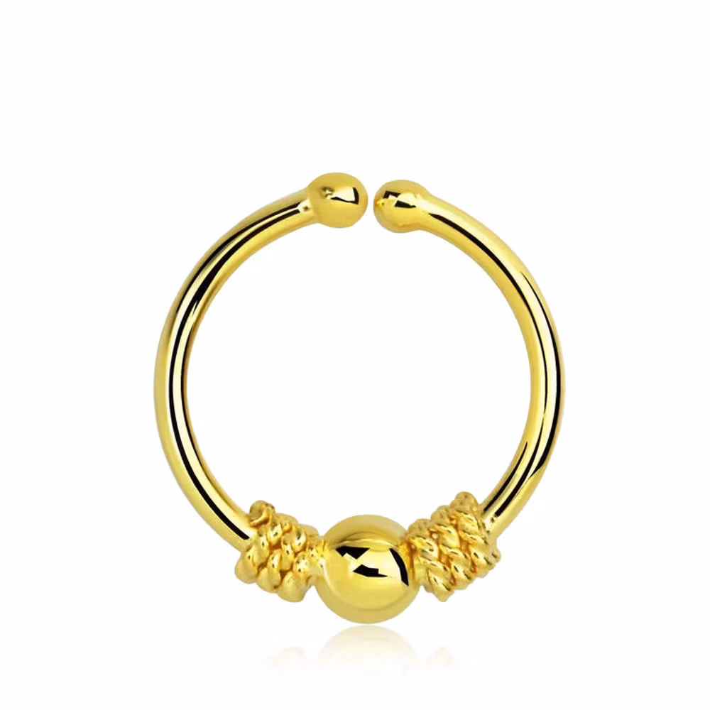 Fake septum i guldpläterad 925 silver - balinesisk tråd och kula design