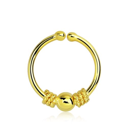Fake septum i guldpläterad 925 silver - balinesisk tråd och kula design