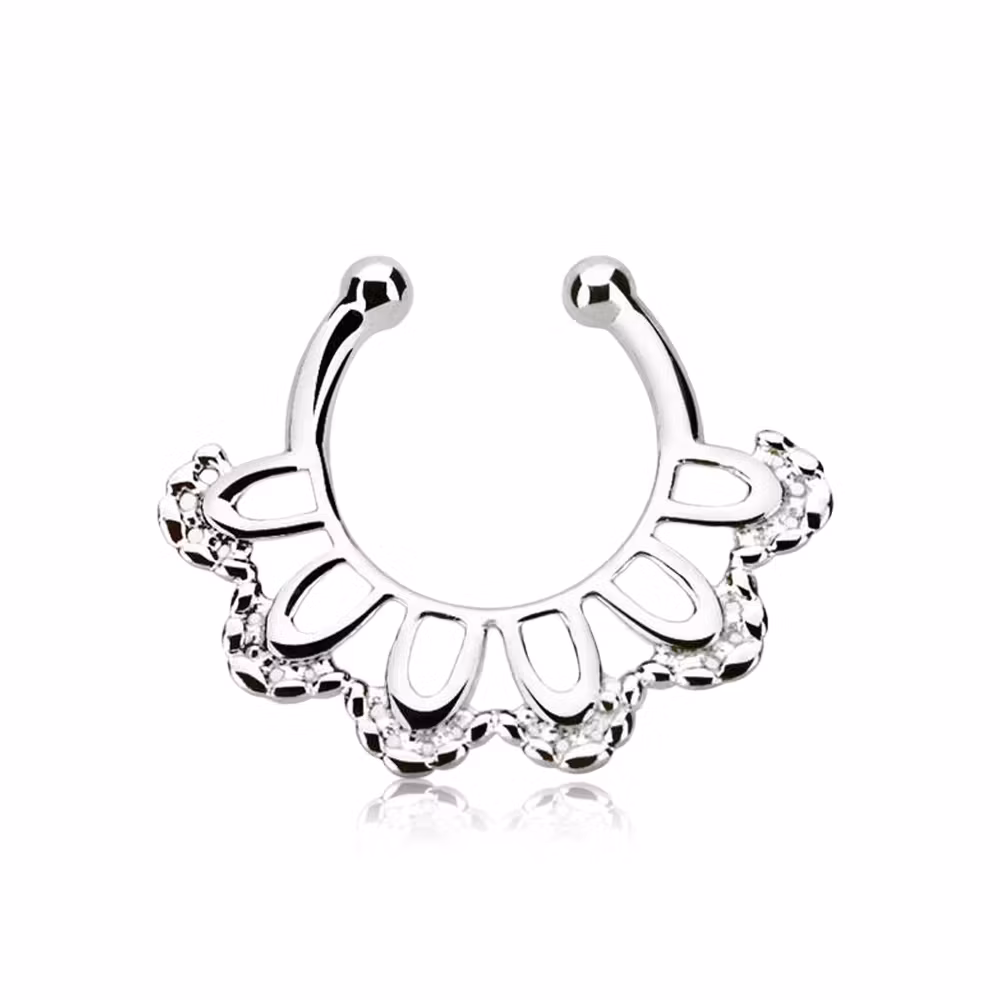 Fake septum / septum hanger i 925-silver - Indian Leaf Design