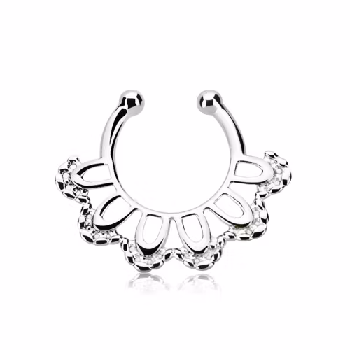 Fake septum / septum hanger i 925-silver - Indian Leaf Design