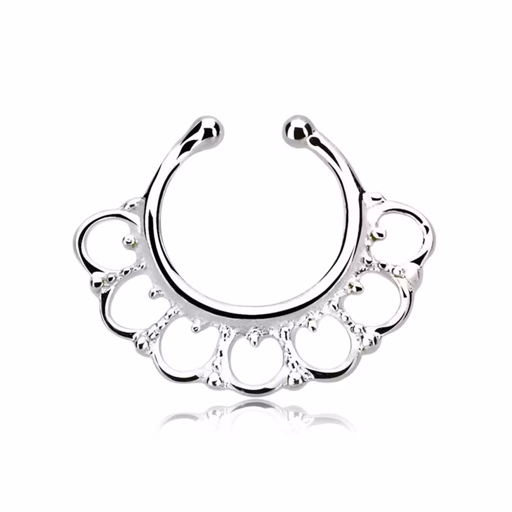 Fake septum / septum hanger i 925-silver - Wide Indian Design