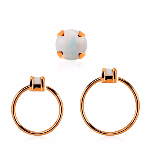 Roséguldpläterad sömlös ring i silver med 1.5mm opalit