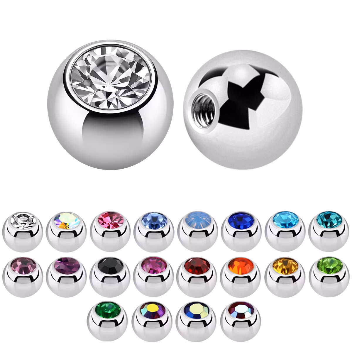 Lös kula med crystal 1.2mm / 2.5mm