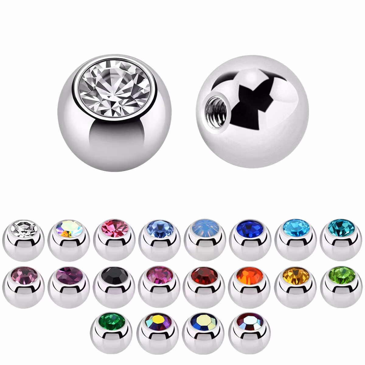 Lös kula med crystal 1.2mm / 4mm