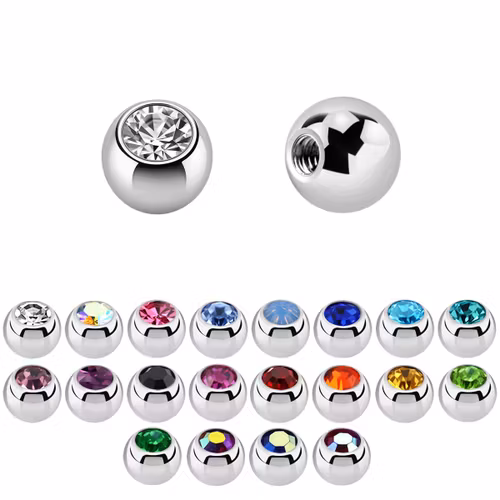 Lös kula med crystal 1.6mm / 3mm
