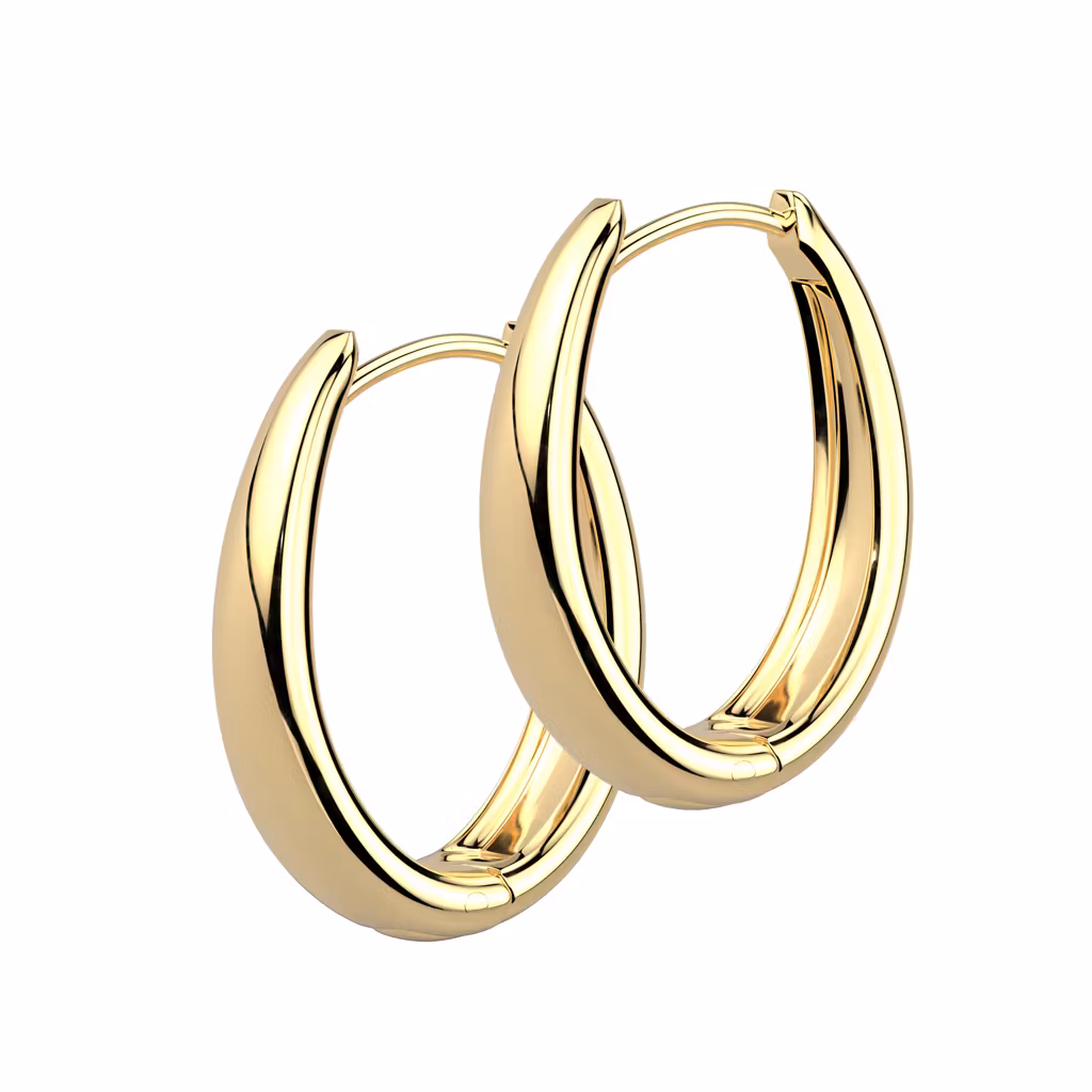 Örhänge i kirurgiskt stål - bred oval design (par)