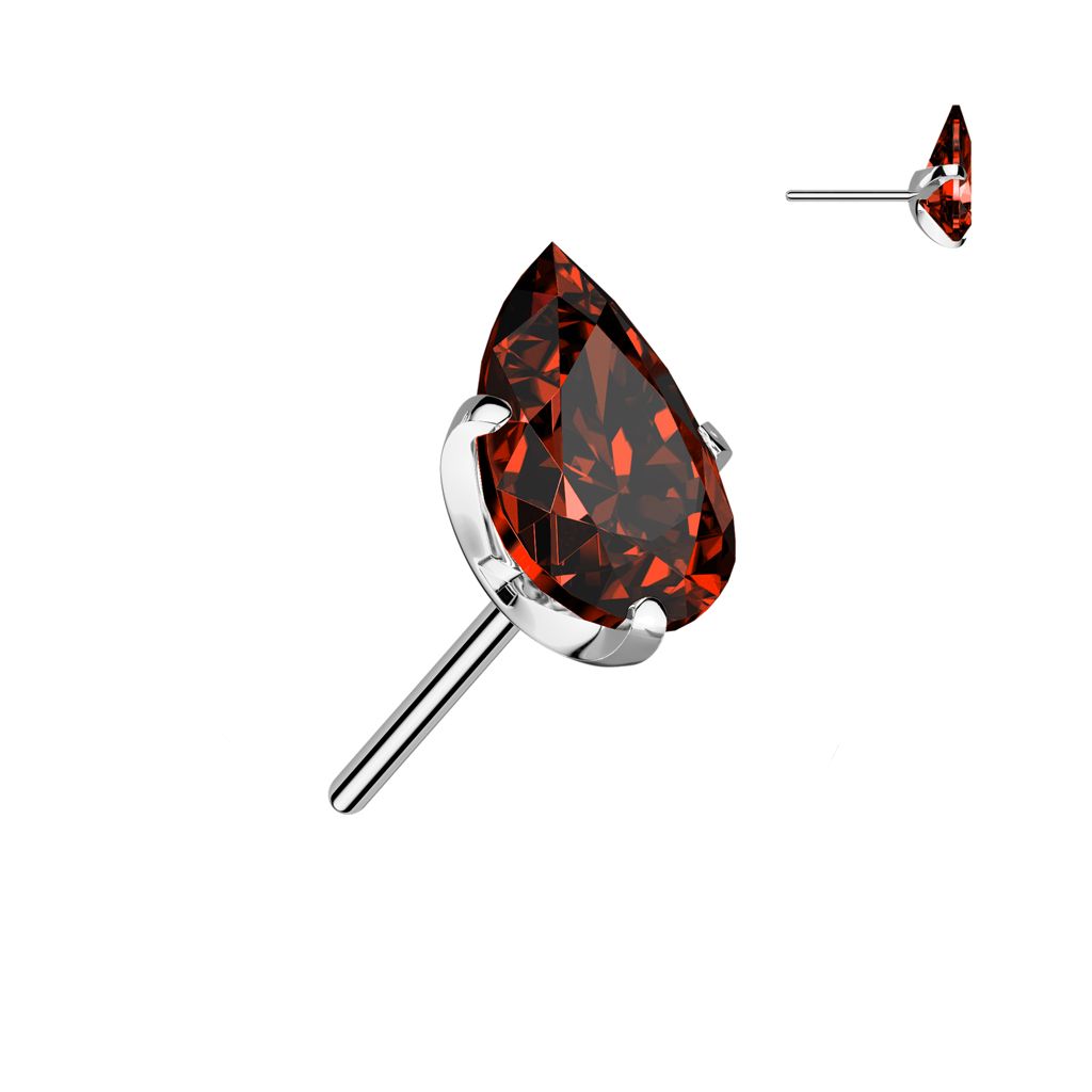 Threadless topp i titanium - droppformad 3x5mm cubic zirconia