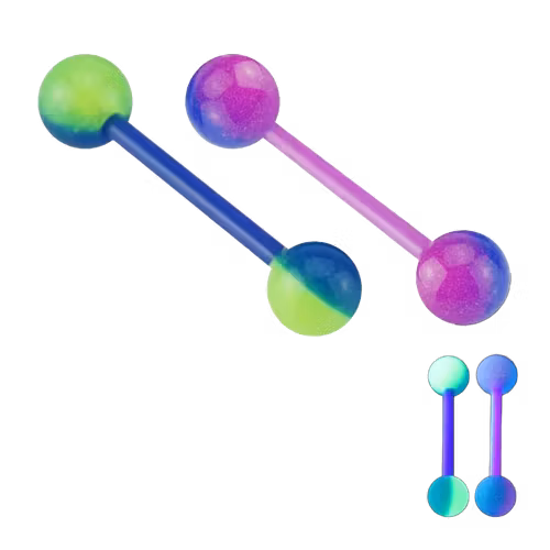 Barbell / Tungstav 1.6mm med 6mm kulor - Självlysande