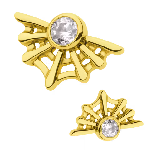 Titanium topp 0.9mm - Spindelnät med cubic zirconia guld PVD